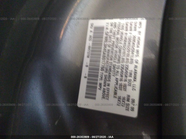 Photo 8 VIN: 5FNRL3H45AB017760 - HONDA ODYSSEY 