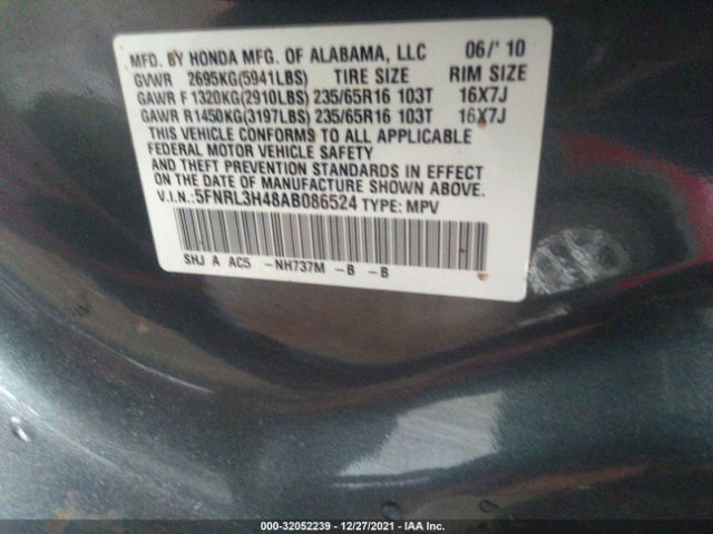 Photo 8 VIN: 5FNRL3H48AB086524 - HONDA ODYSSEY 