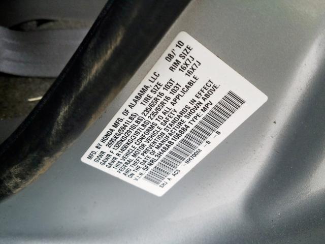 Photo 9 VIN: 5FNRL3H48AB106884 - HONDA ODYSSEY EX 