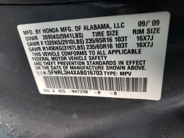 Photo 9 VIN: 5FNRL3H4XAB016703 - HONDA ODYSSEY EX 