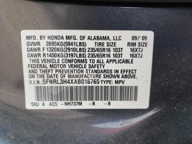 Photo 9 VIN: 5FNRL3H4XAB016765 - HONDA ODYSSEY EX 