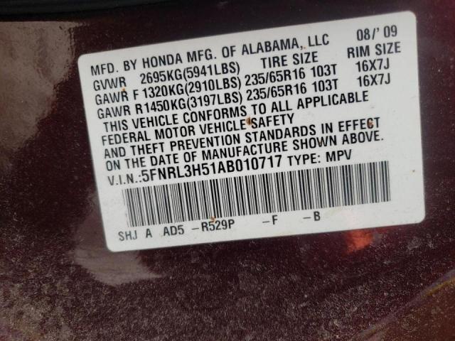 Photo 9 VIN: 5FNRL3H51AB010717 - HONDA ODYSSEY EX 