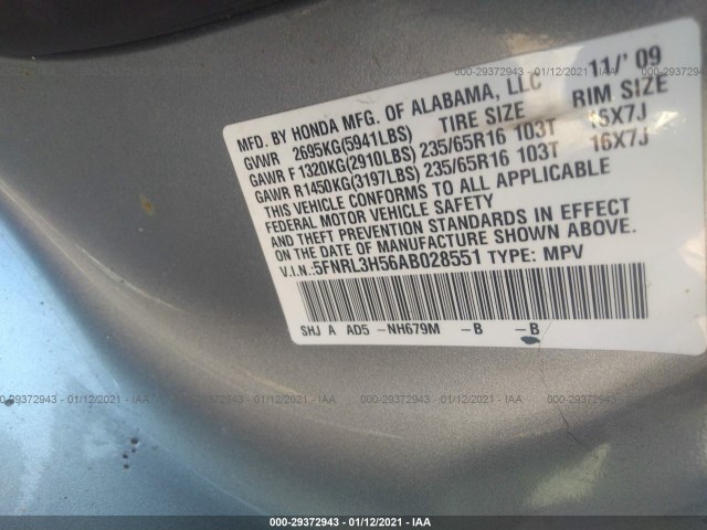 Photo 8 VIN: 5FNRL3H56AB028551 - HONDA ODYSSEY 