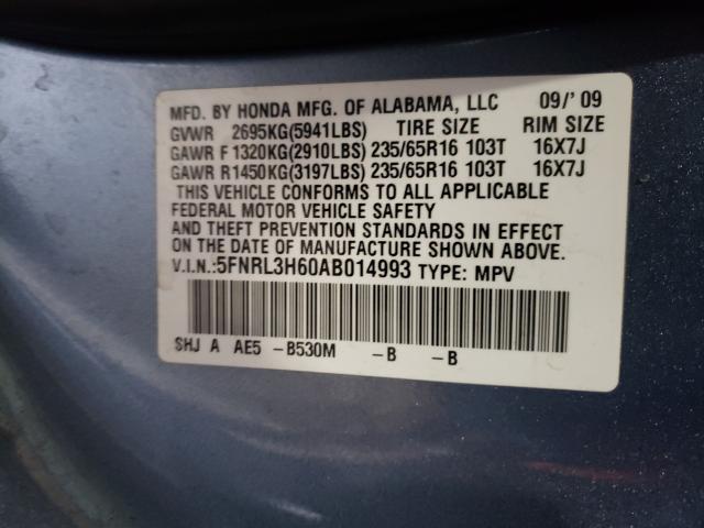 Photo 9 VIN: 5FNRL3H60AB014993 - HONDA ODYSSEY EX 