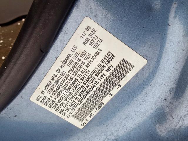 Photo 9 VIN: 5FNRL3H60AB034418 - HONDA ODYSSEY EX 