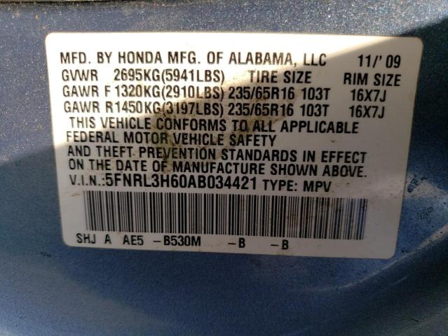 Photo 13 VIN: 5FNRL3H60AB034421 - HONDA ODYSSEY EX 