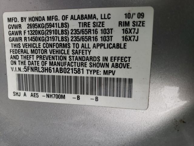 Photo 9 VIN: 5FNRL3H61AB021581 - HONDA ODYSSEY EX 