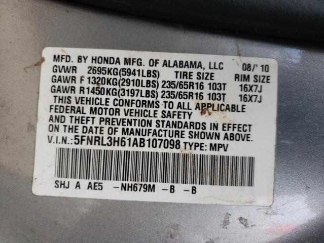 Photo 9 VIN: 5FNRL3H61AB107098 - HONDA ODYSSEY EX 