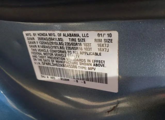 Photo 8 VIN: 5FNRL3H62AB045386 - HONDA ODYSSEY 