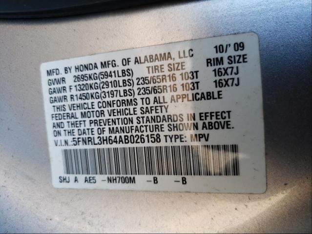 Photo 9 VIN: 5FNRL3H64AB026158 - HONDA ODYSSEY EX 