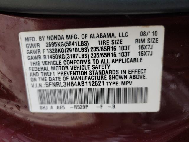 Photo 9 VIN: 5FNRL3H64AB112621 - HONDA ODYSSEY EX 