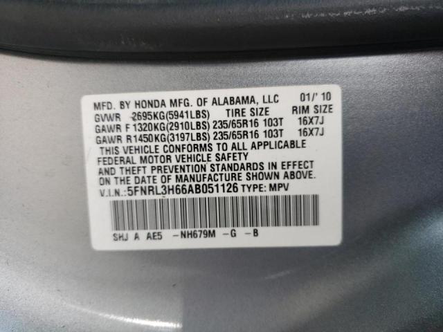 Photo 11 VIN: 5FNRL3H66AB051126 - HONDA ODYSSEY EX 