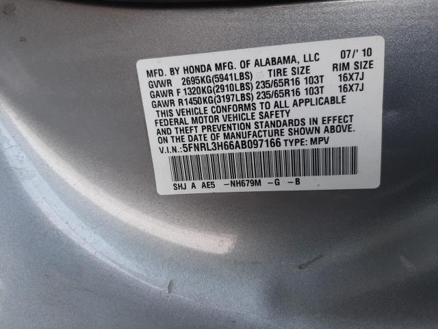 Photo 9 VIN: 5FNRL3H66AB097166 - HONDA ODYSSEY EX 