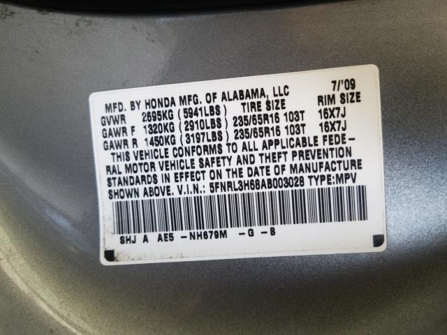 Photo 9 VIN: 5FNRL3H68AB003028 - HONDA ODYSSEY EX 