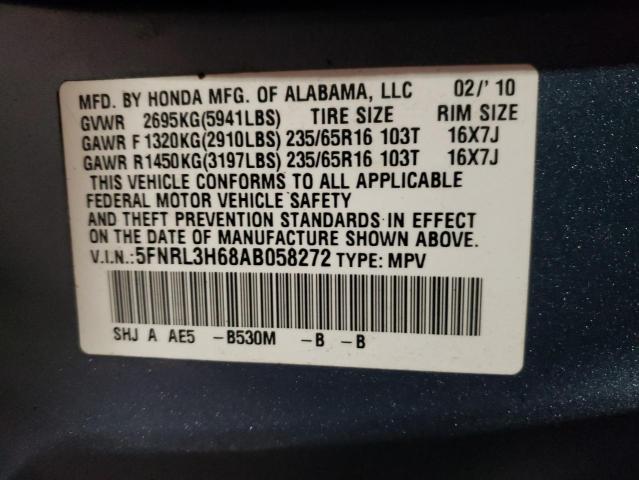 Photo 12 VIN: 5FNRL3H68AB058272 - HONDA ODYSSEY EX 