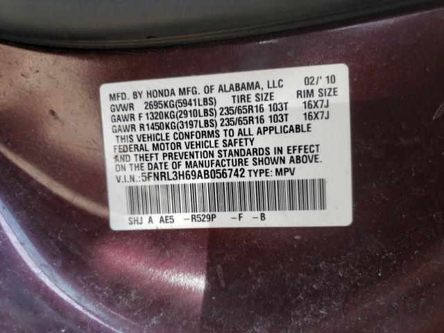 Photo 9 VIN: 5FNRL3H69AB056742 - HONDA ODYSSEY EX 