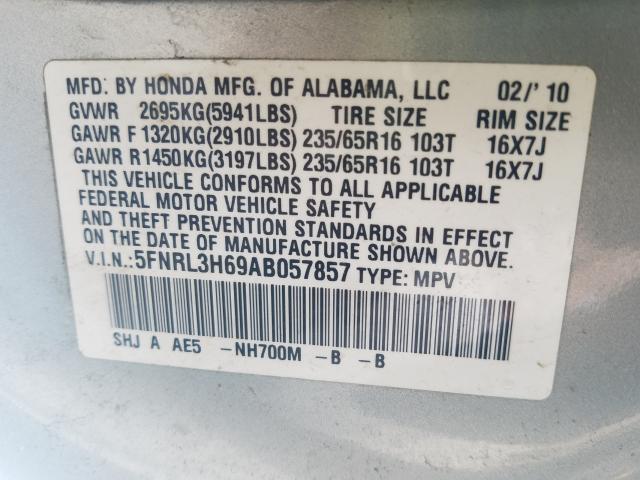 Photo 9 VIN: 5FNRL3H69AB057857 - HONDA ODYSSEY EX 