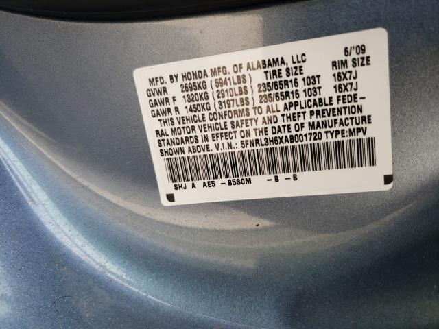 Photo 9 VIN: 5FNRL3H6XAB001720 - HONDA ODYSSEY EX 