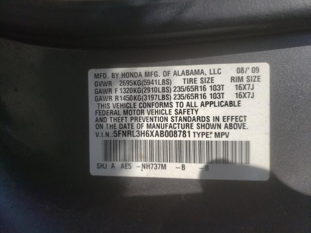 Photo 9 VIN: 5FNRL3H6XAB008781 - HONDA ODYSSEY EX 