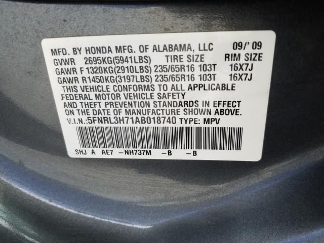 Photo 9 VIN: 5FNRL3H71AB018740 - HONDA ODYSSEY EX 