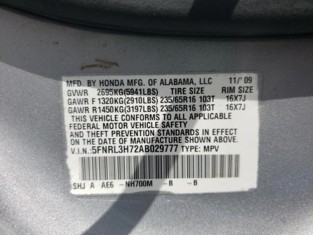 Photo 12 VIN: 5FNRL3H72AB029777 - HONDA ODYSSEY EX 