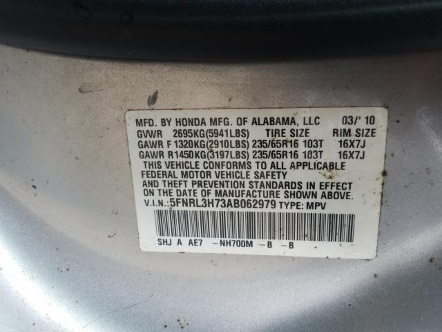 Photo 9 VIN: 5FNRL3H73AB062979 - HONDA ODYSSEY EX 