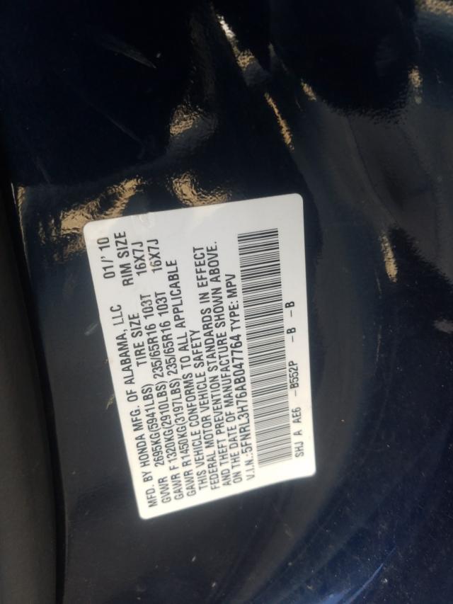 Photo 9 VIN: 5FNRL3H76AB047764 - HONDA ODYSSEY EX 