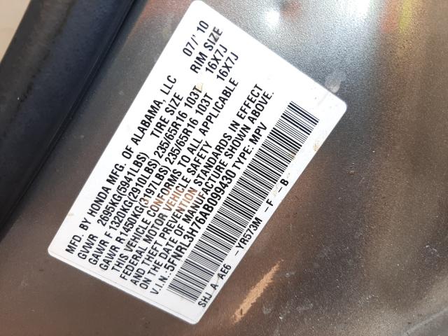 Photo 9 VIN: 5FNRL3H76AB099430 - HONDA ODYSSEY EX 