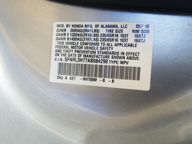 Photo 9 VIN: 5FNRL3H77AB084290 - HONDA ODYSSEY EX 