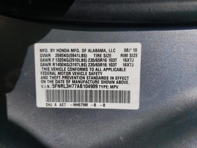 Photo 9 VIN: 5FNRL3H77AB104909 - HONDA ODYSSEY EX 