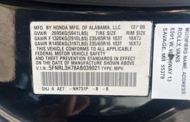 Photo 9 VIN: 5FNRL3H78AB039021 - HONDA ODYSSEY EX 