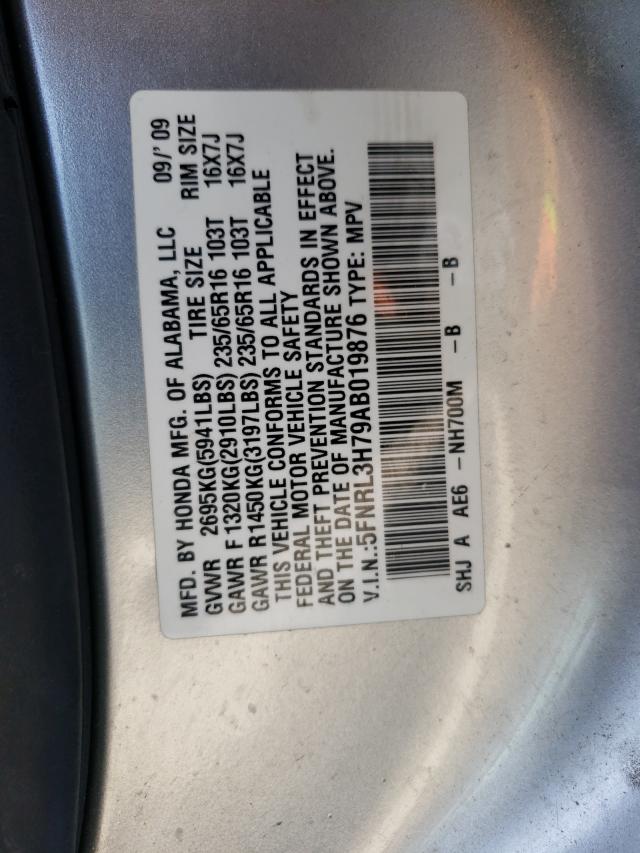 Photo 9 VIN: 5FNRL3H79AB019876 - HONDA ODYSSEY EX 