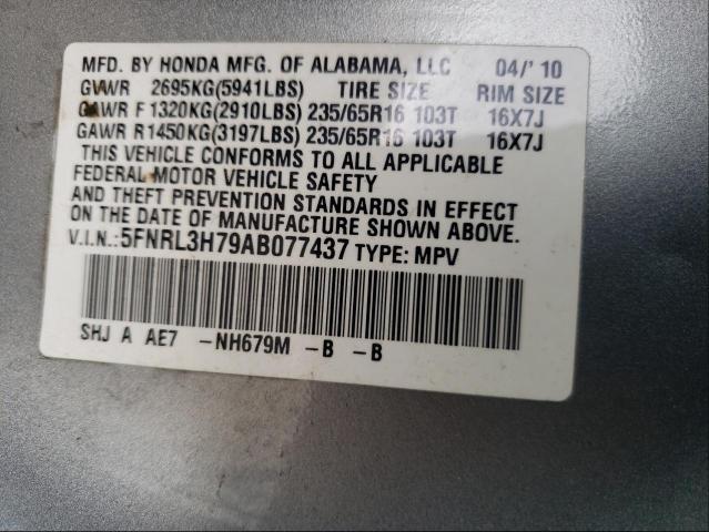 Photo 9 VIN: 5FNRL3H79AB077437 - HONDA ODYSSEY EX 