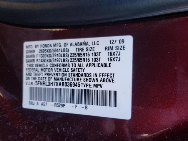 Photo 9 VIN: 5FNRL3H7XAB036945 - HONDA ODYSSEY EX 