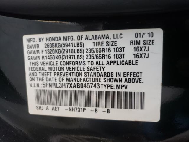 Photo 9 VIN: 5FNRL3H7XAB045743 - HONDA ODYSSEY EX 