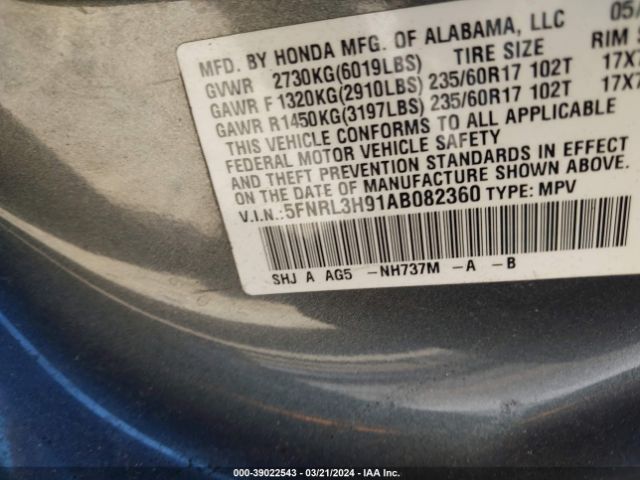 Photo 8 VIN: 5FNRL3H91AB082360 - HONDA ODYSSEY 