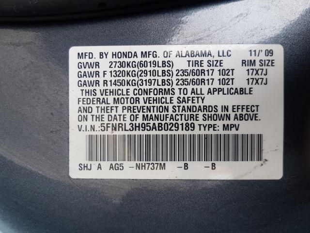 Photo 9 VIN: 5FNRL3H95AB029189 - HONDA ODYSSEY TO 