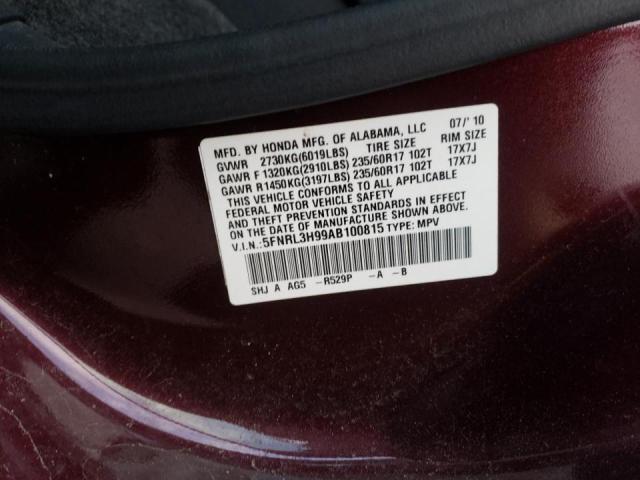 Photo 9 VIN: 5FNRL3H99AB100815 - HONDA ODYSSEY TO 