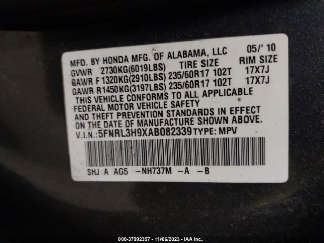 Photo 8 VIN: 5FNRL3H9XAB082339 - HONDA ODYSSEY 