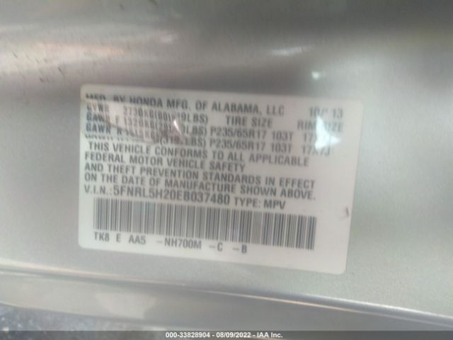 Photo 8 VIN: 5FNRL5H20EB037480 - HONDA ODYSSEY 