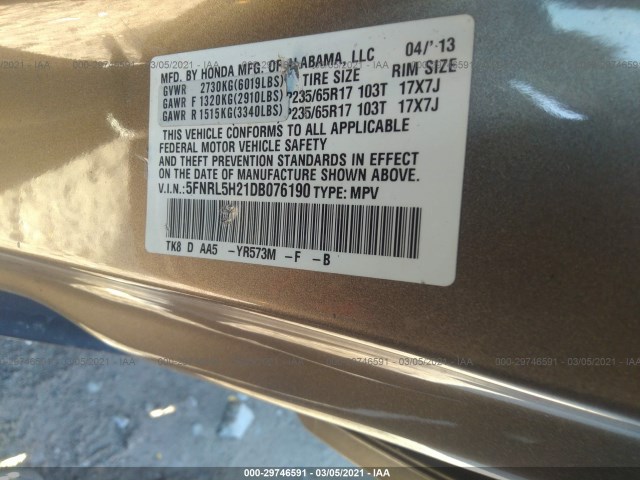 Photo 8 VIN: 5FNRL5H21DB076190 - HONDA ODYSSEY 