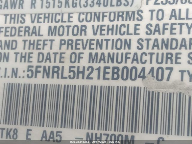 Photo 8 VIN: 5FNRL5H21EB004407 - HONDA ODYSSEY 