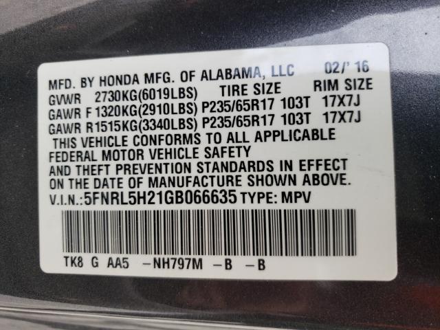 Photo 9 VIN: 5FNRL5H21GB066635 - HONDA ODYSSEY LX 