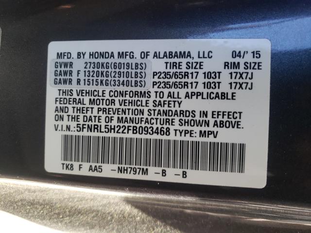 Photo 9 VIN: 5FNRL5H22FB093468 - HONDA ODYSSEY LX 