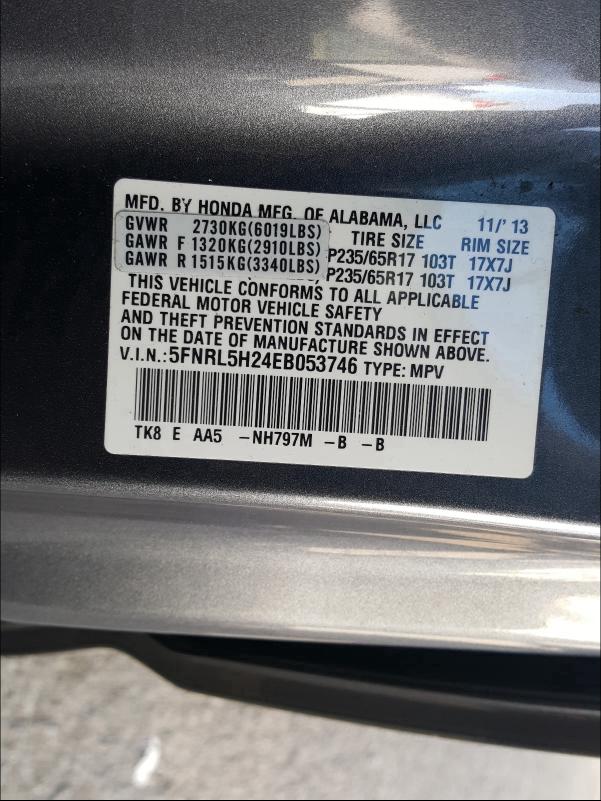 Photo 9 VIN: 5FNRL5H24EB053746 - HONDA ODYSSEY LX 