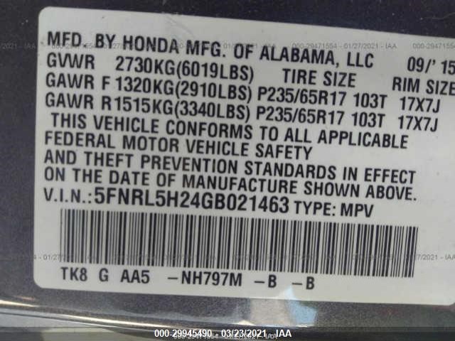 Photo 8 VIN: 5FNRL5H24GB021463 - HONDA ODYSSEY 