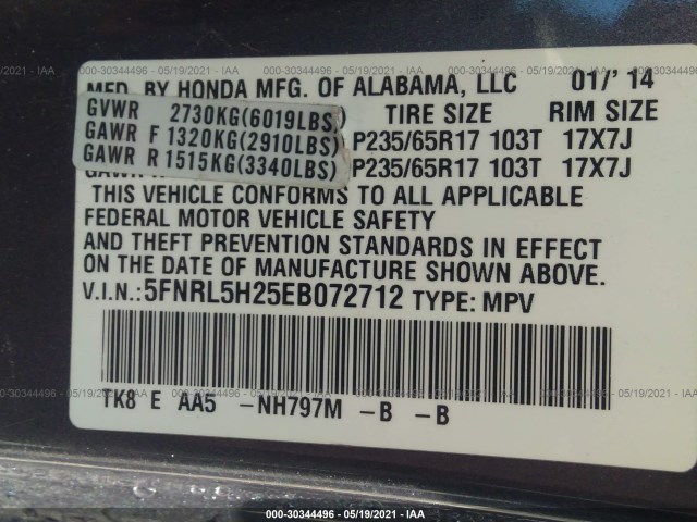 Photo 8 VIN: 5FNRL5H25EB072712 - HONDA ODYSSEY 