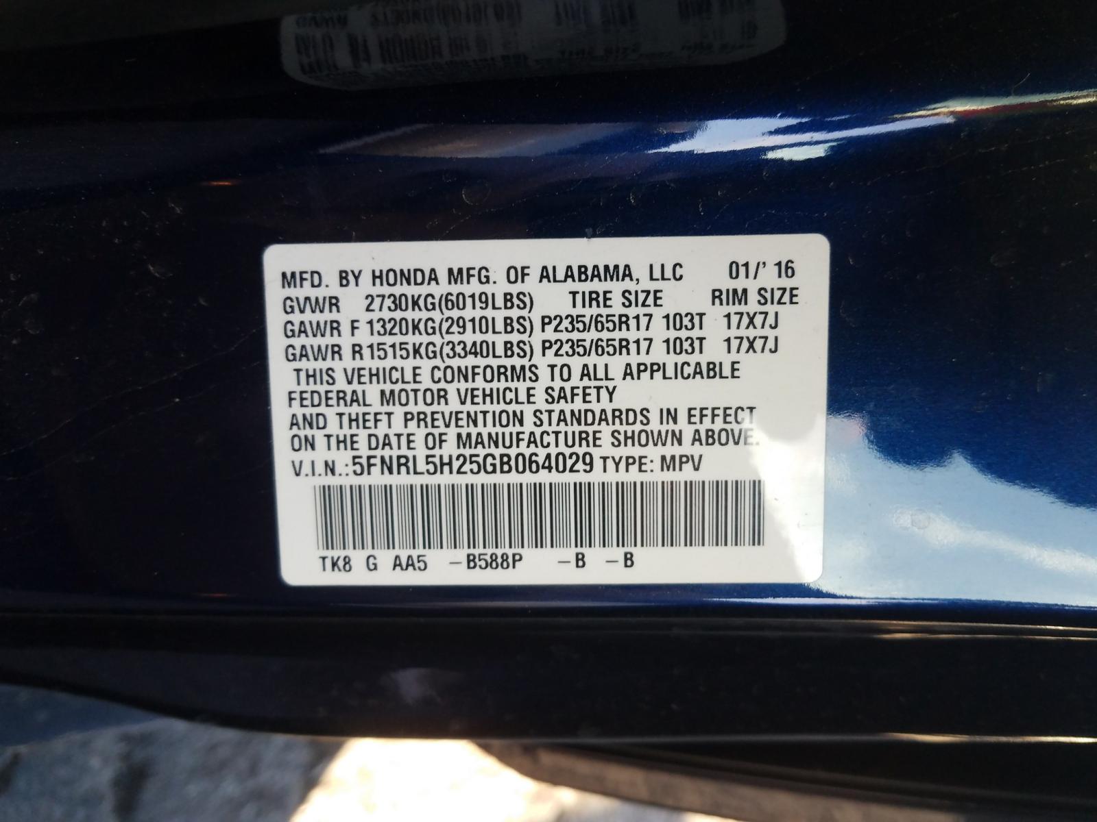 Photo 9 VIN: 5FNRL5H25GB064029 - HONDA ODYSSEY LX 