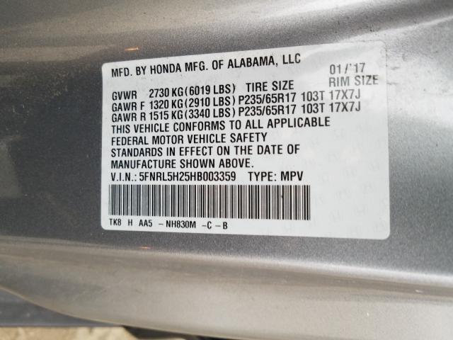 Photo 9 VIN: 5FNRL5H25HB003359 - HONDA ODYSSEY LX 