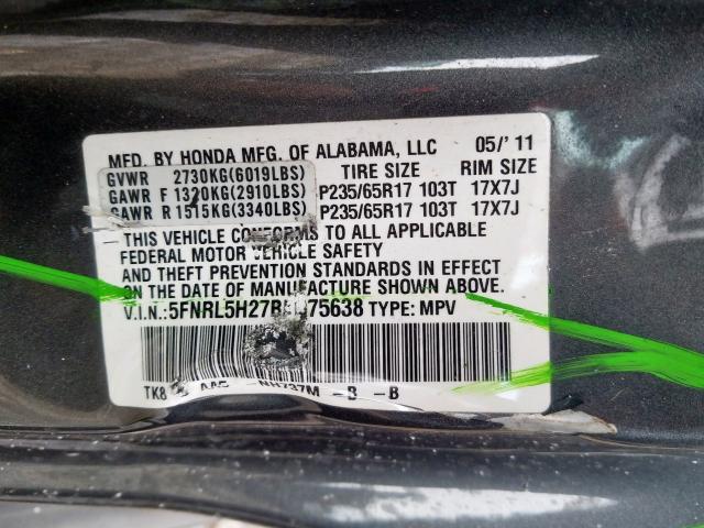 Photo 9 VIN: 5FNRL5H27BB075638 - HONDA ODYSSEY LX 